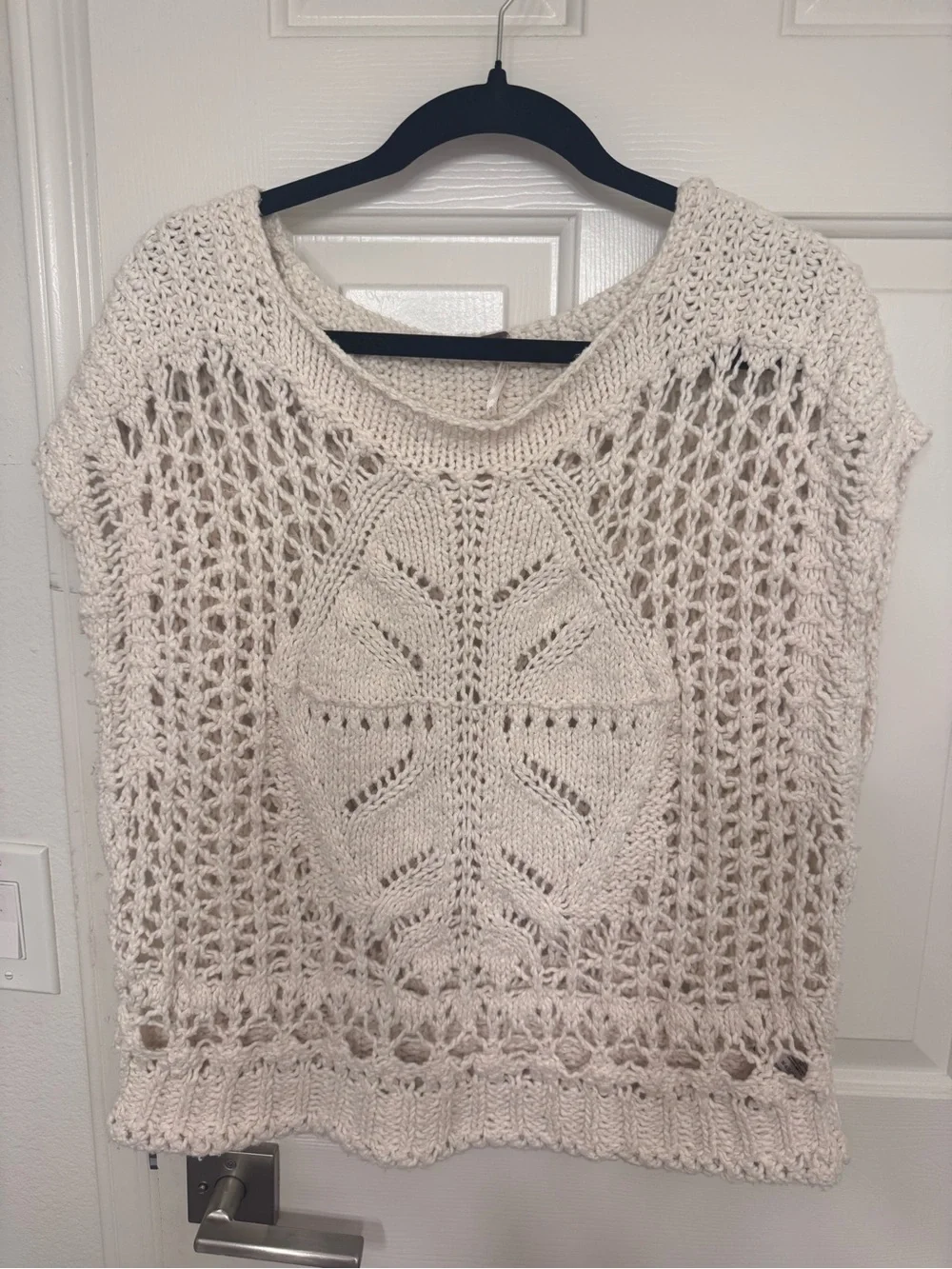 Free people diamond in the rough crochet sweater vest cotton size medium